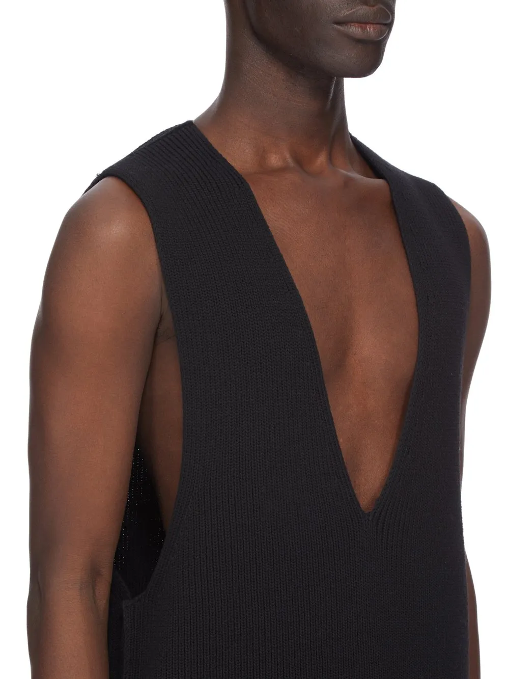Rick Owens Concordians Runway V Tank In Black Wool