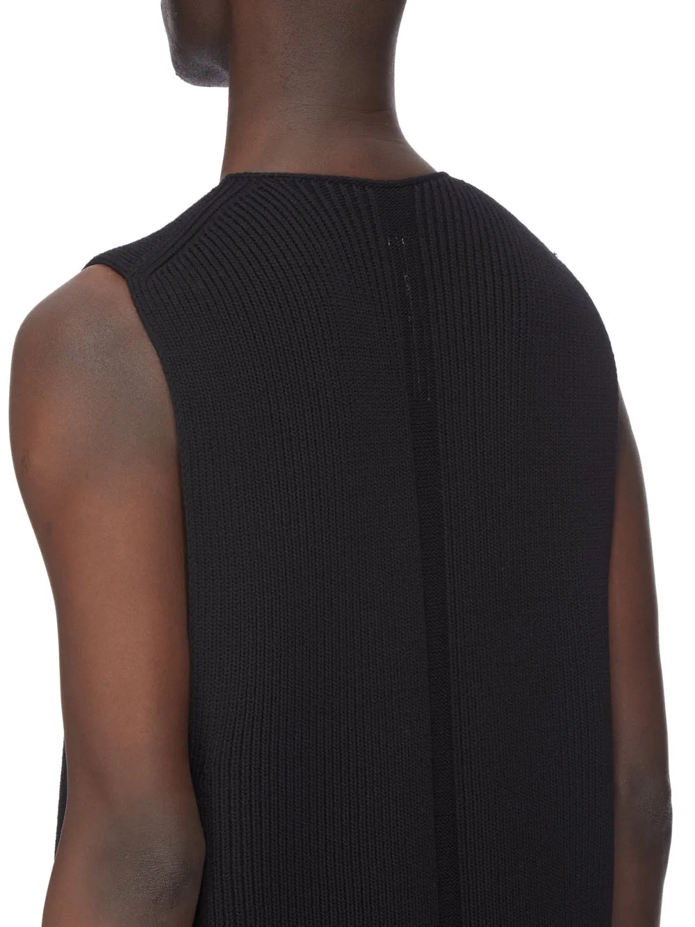 Rick Owens Concordians Runway V Tank In Black Wool
