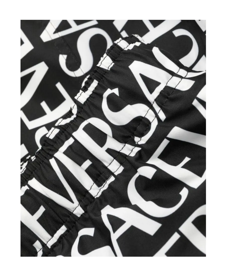 Versace Logo Printed Drawstring Swim Shorts