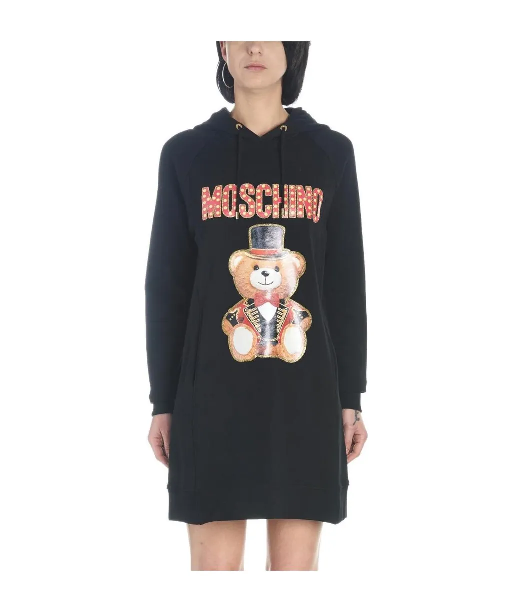 Black Circus Teddy Printed Hoodie Dress