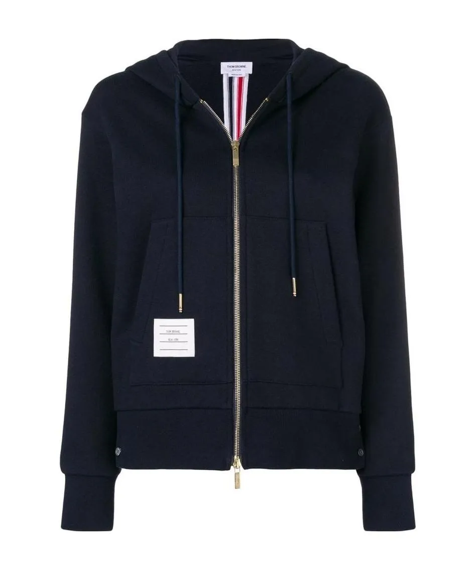 Center-Back Stripe Zip-Up Hoodie