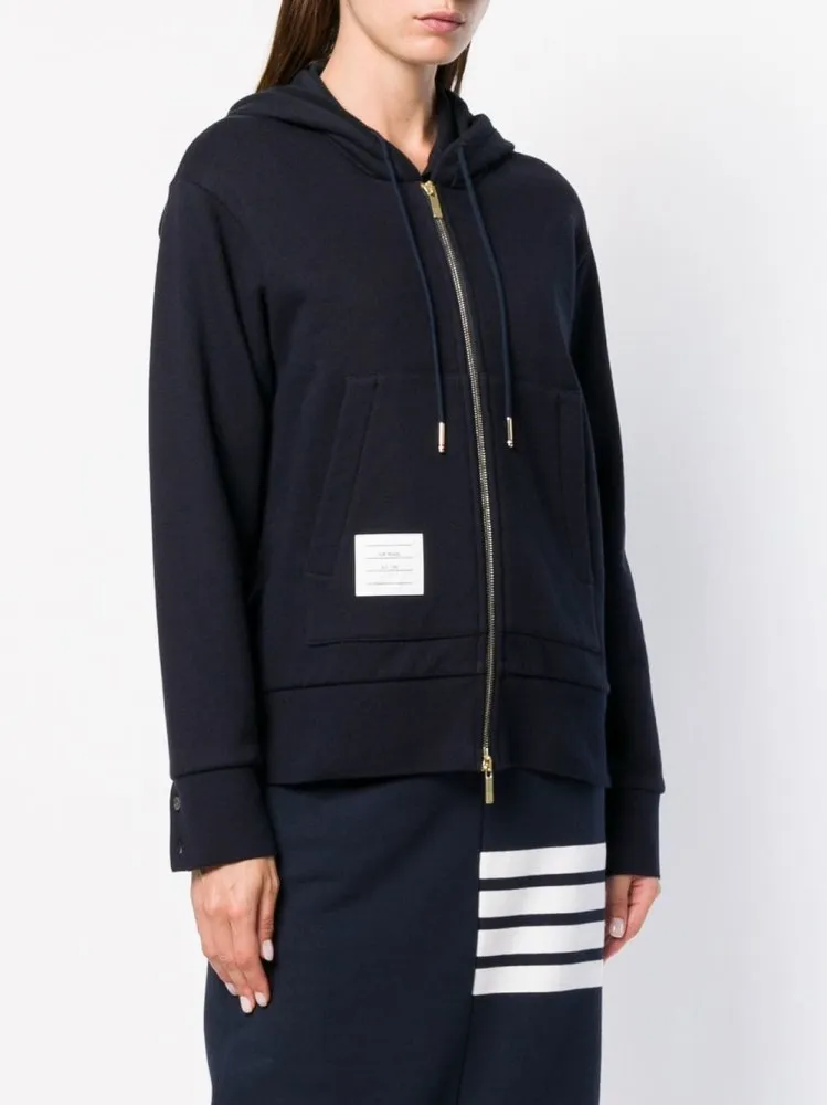 Center-Back Stripe Zip-Up Hoodie