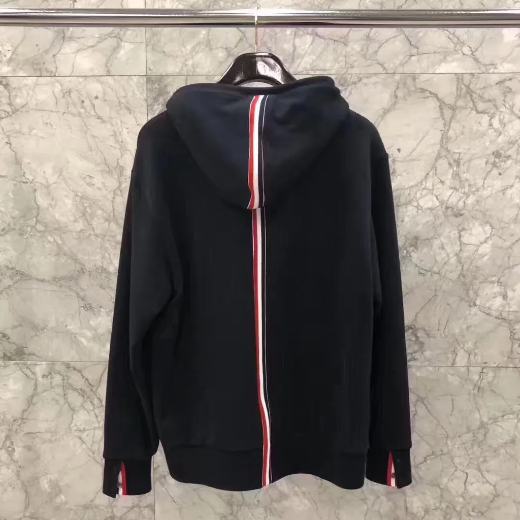 Center-Back Stripe Zip-Up Hoodie