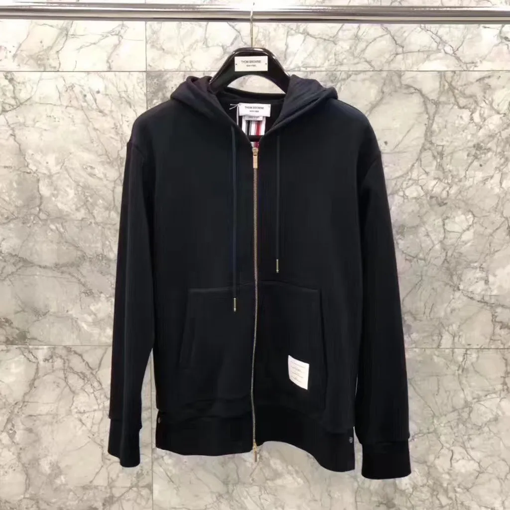 Center-Back Stripe Zip-Up Hoodie
