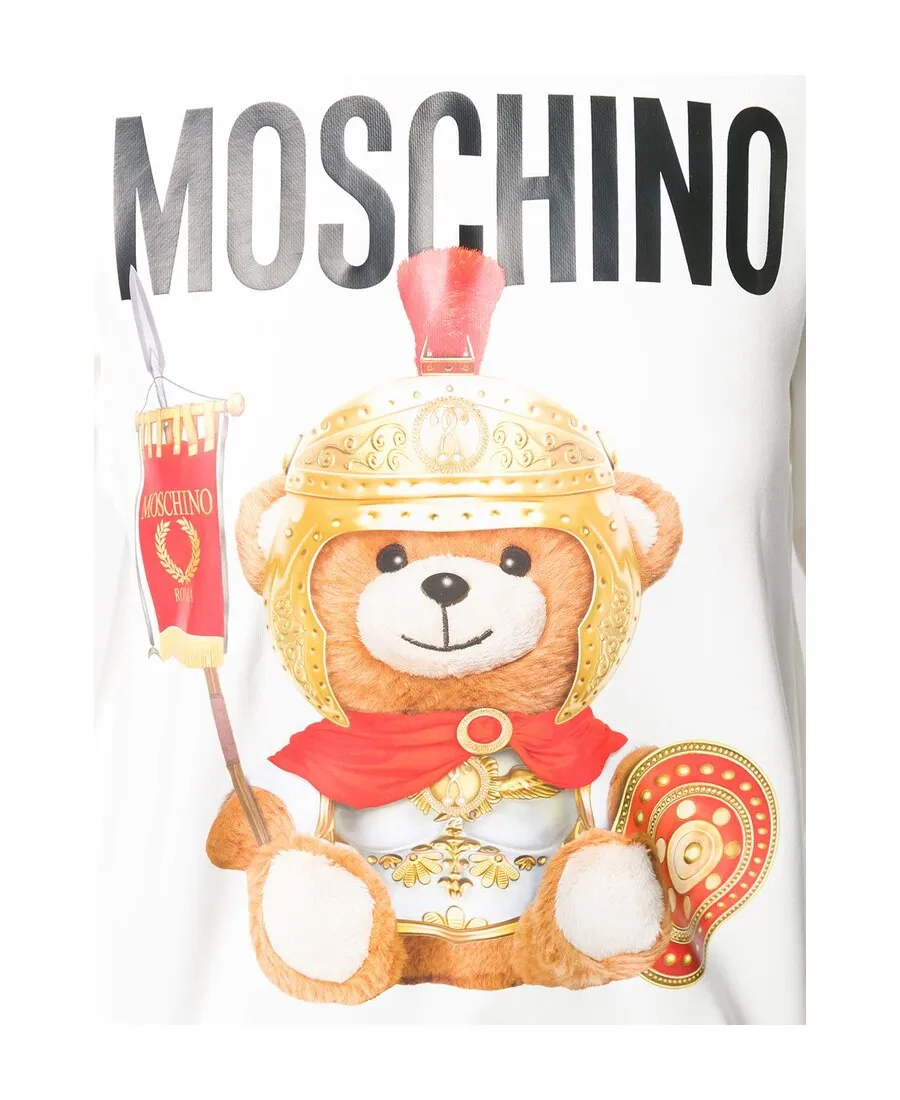 Logo Teddy Bear Printed Hooded Sweater