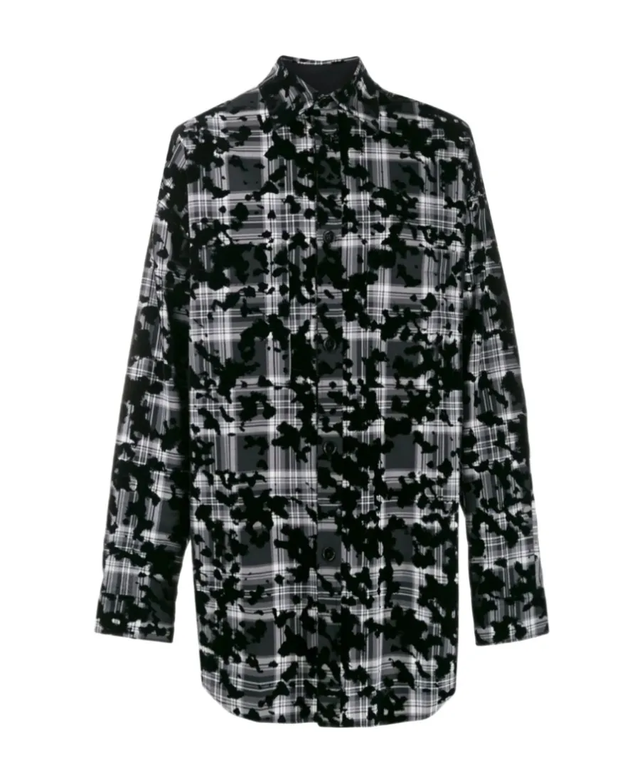Flocked Plaid Shirt