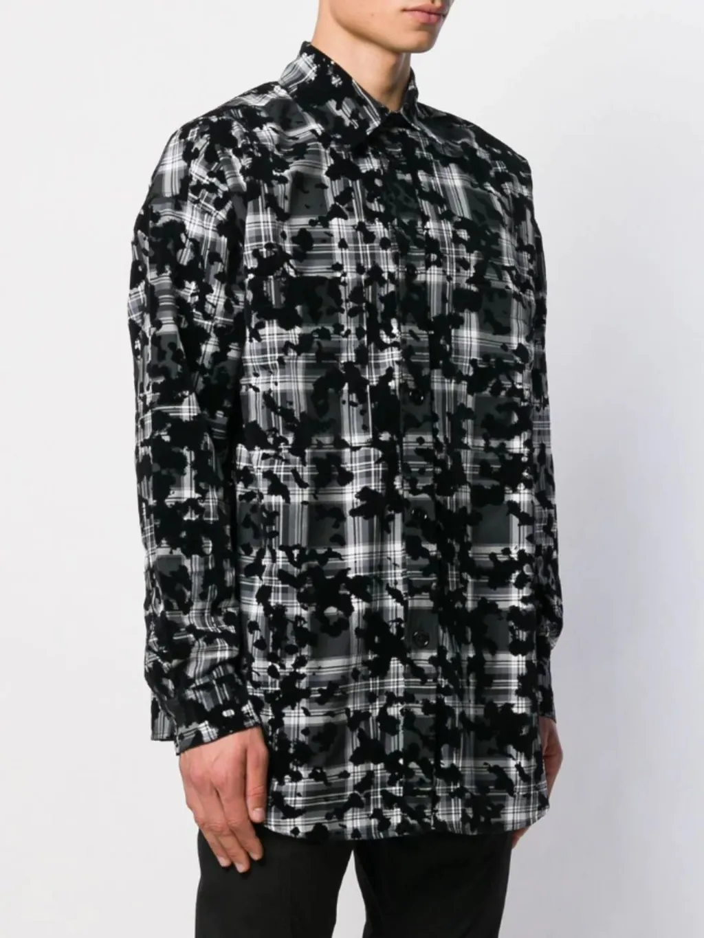 Flocked Plaid Shirt