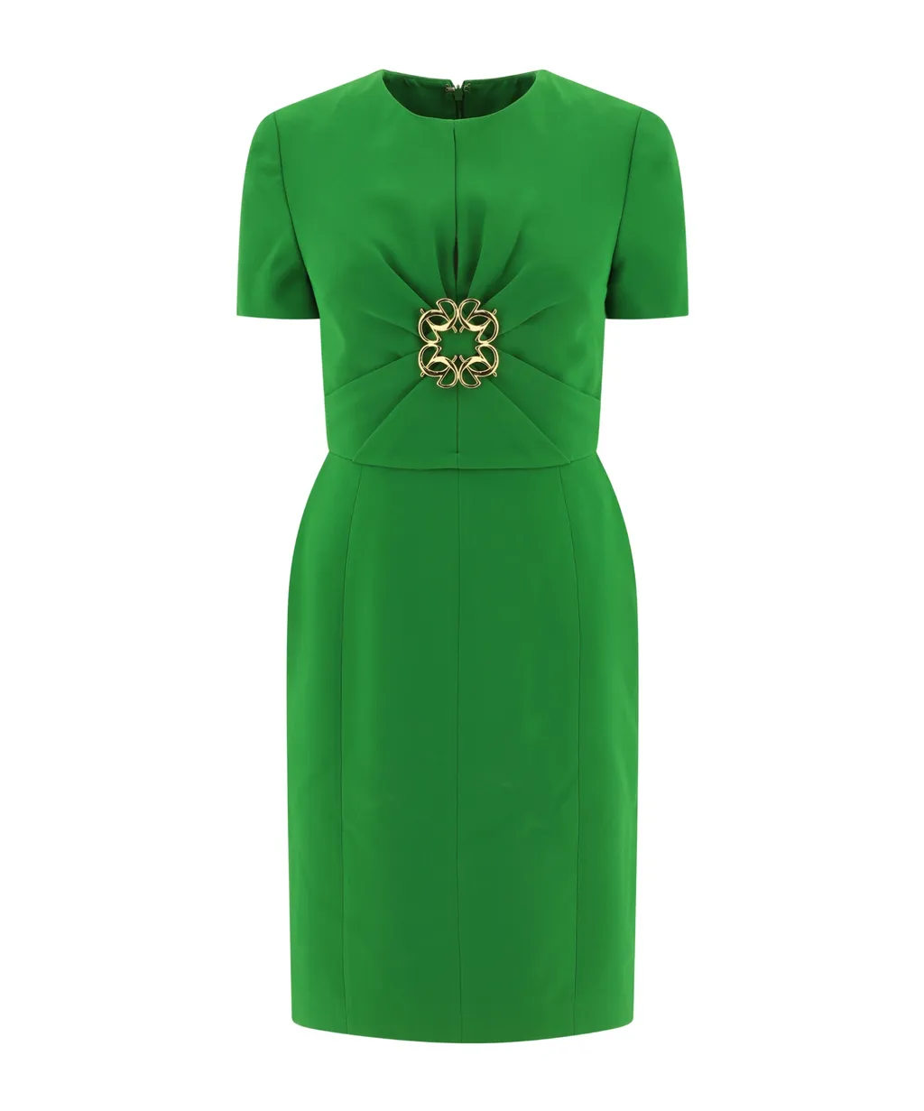 Elie Saab Cady Gathered Crewneck Dress