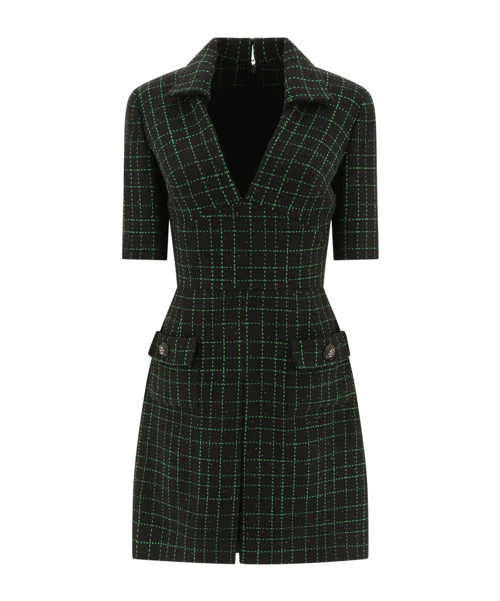 Elie Saab Matrix V-Neck Tweed Dress