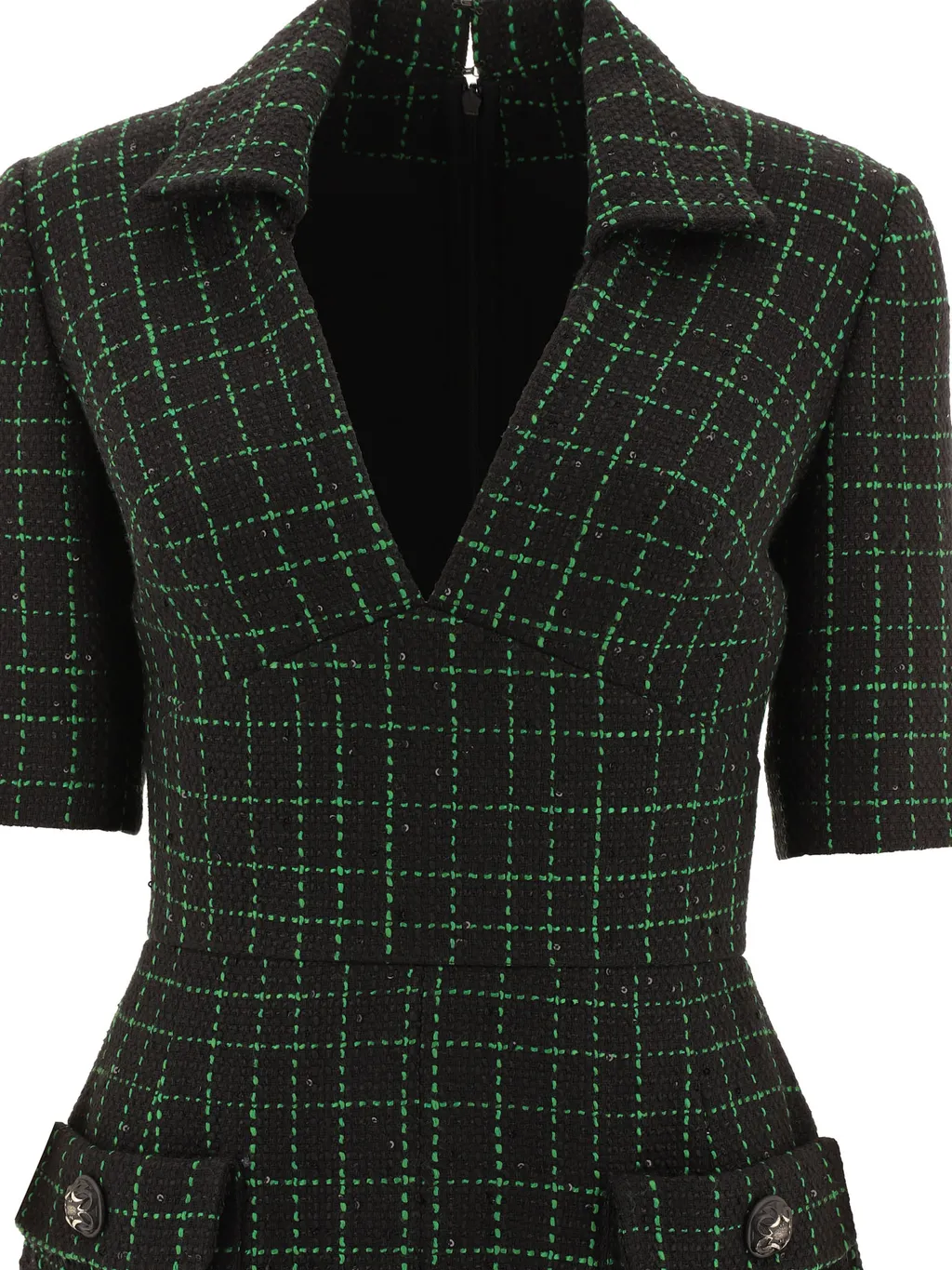 Elie Saab Matrix V-Neck Tweed Dress