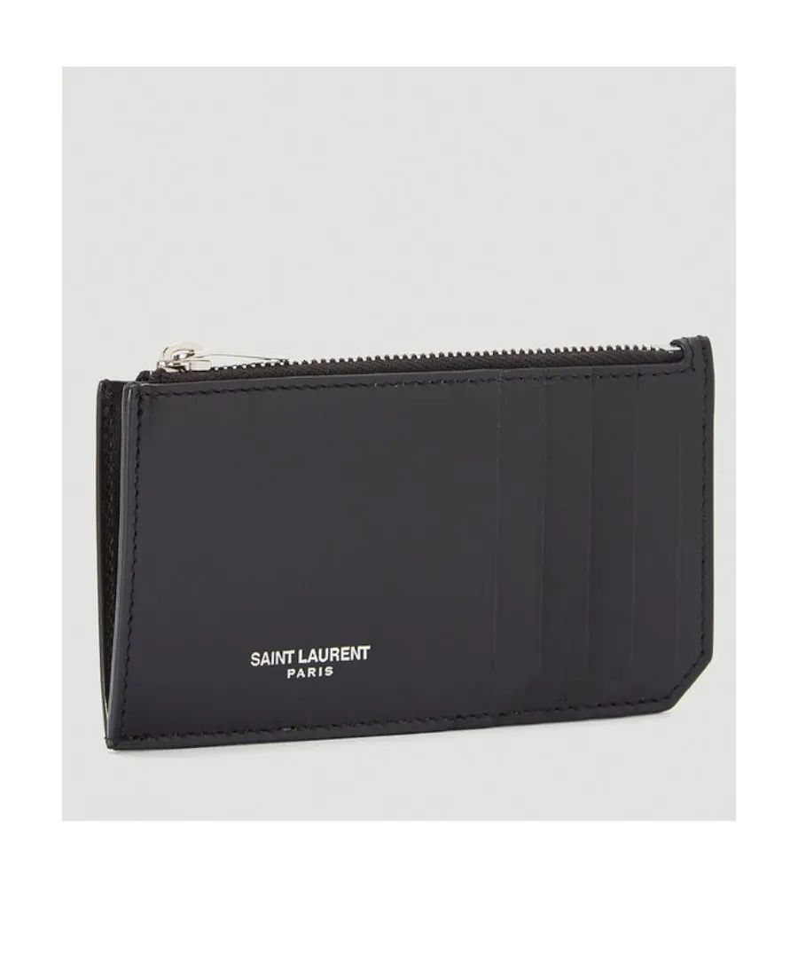 Saint Laurent Logo Detailed Zip-Up Cardholder