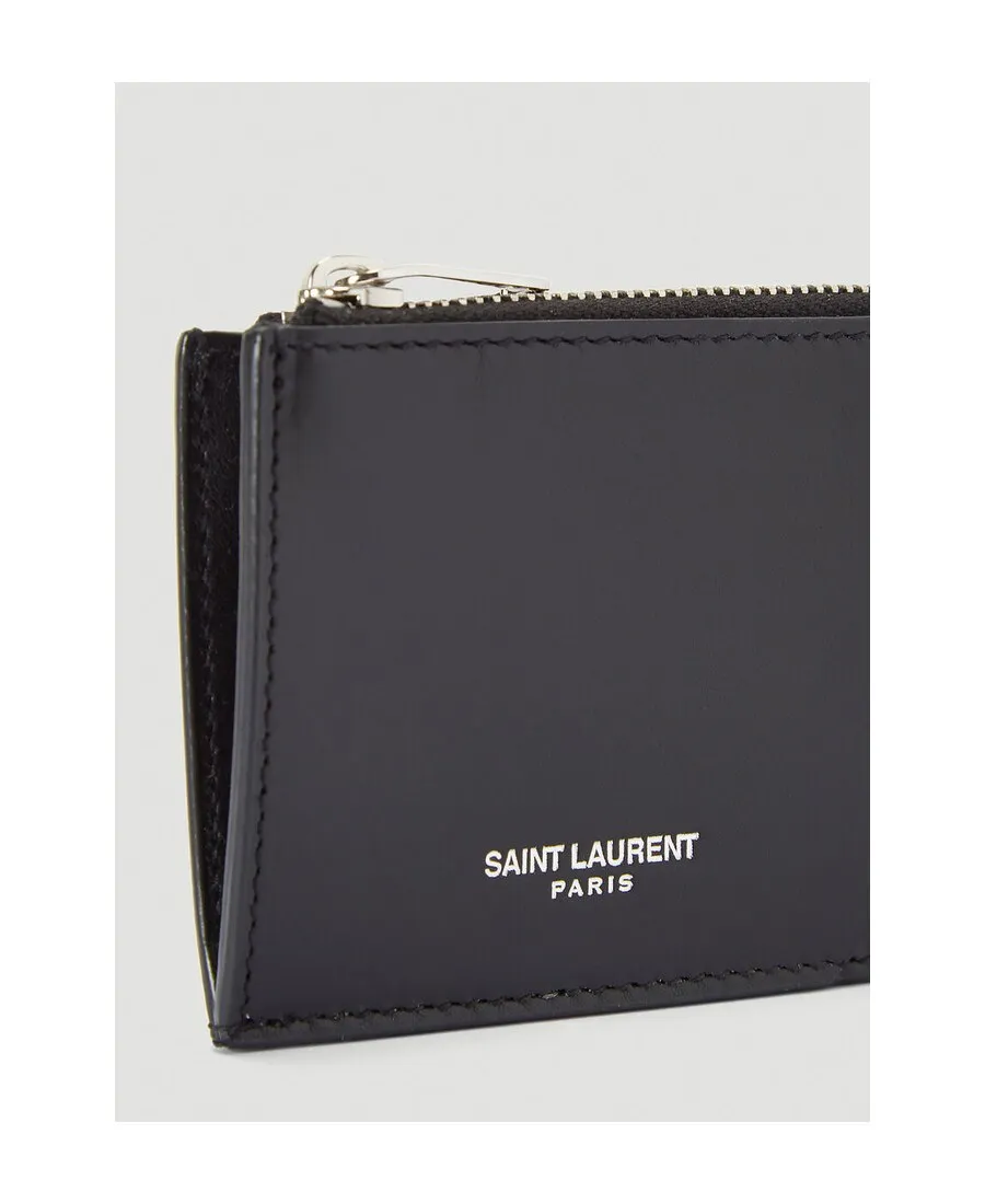 Saint Laurent Logo Detailed Zip-Up Cardholder