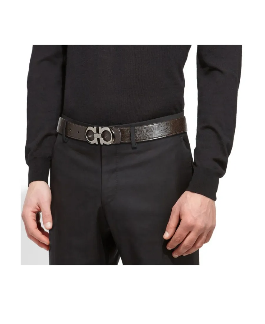 Double-Sided Adjustable Gancini Double Buckle Belt