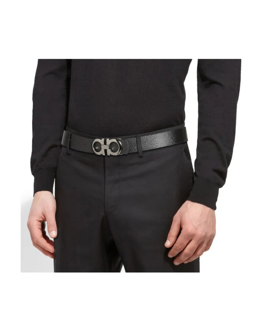Double-Sided Adjustable Gancini Double Buckle Belt