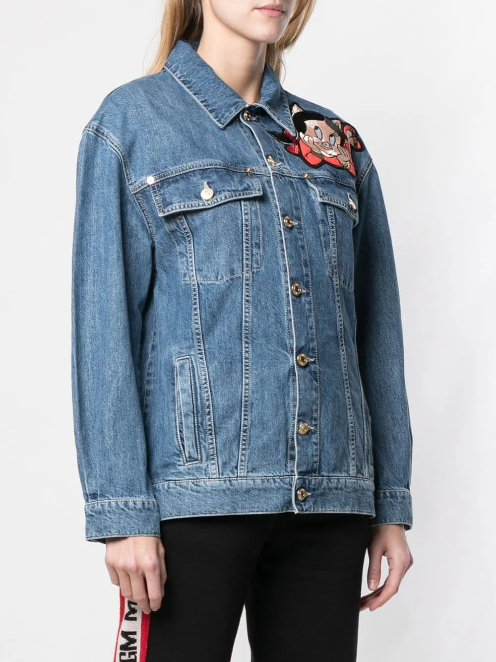 Porky Pig Embroidered Patch Denim Jacket
