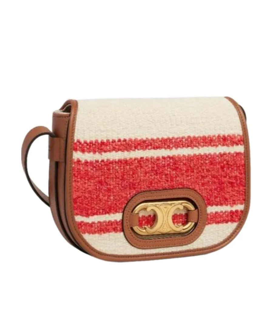 Medium Maillon Triomphe Bag In Textile And Calfskin Plein Soleil