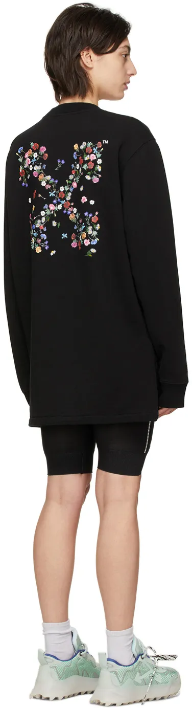 Embroidered Floral Arrow Sweatshirt Dress