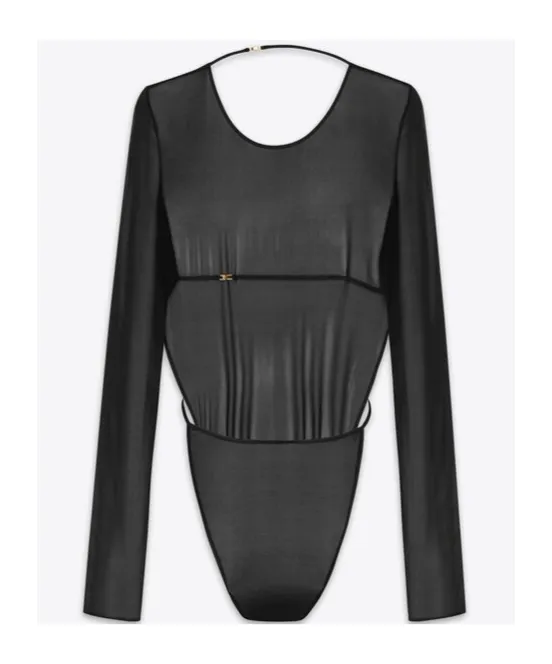Saint Laurent Backless Long-Sleeved Bodysuit