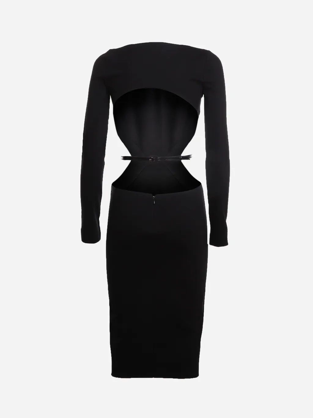 Long-Sleeve Cut-Out Midi Dress