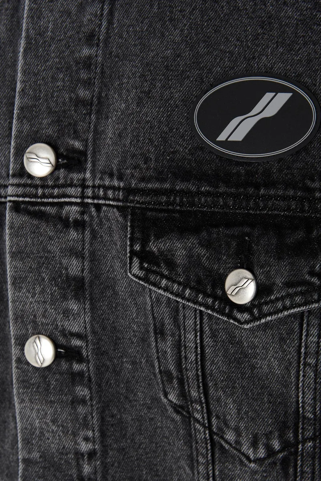 We11Done Logo Patch Faded Denim Jacket