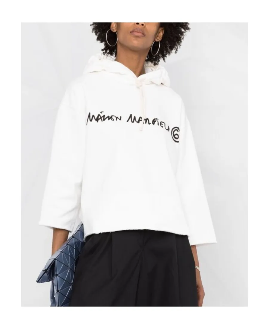 Cropped Logo-Print Hoodie