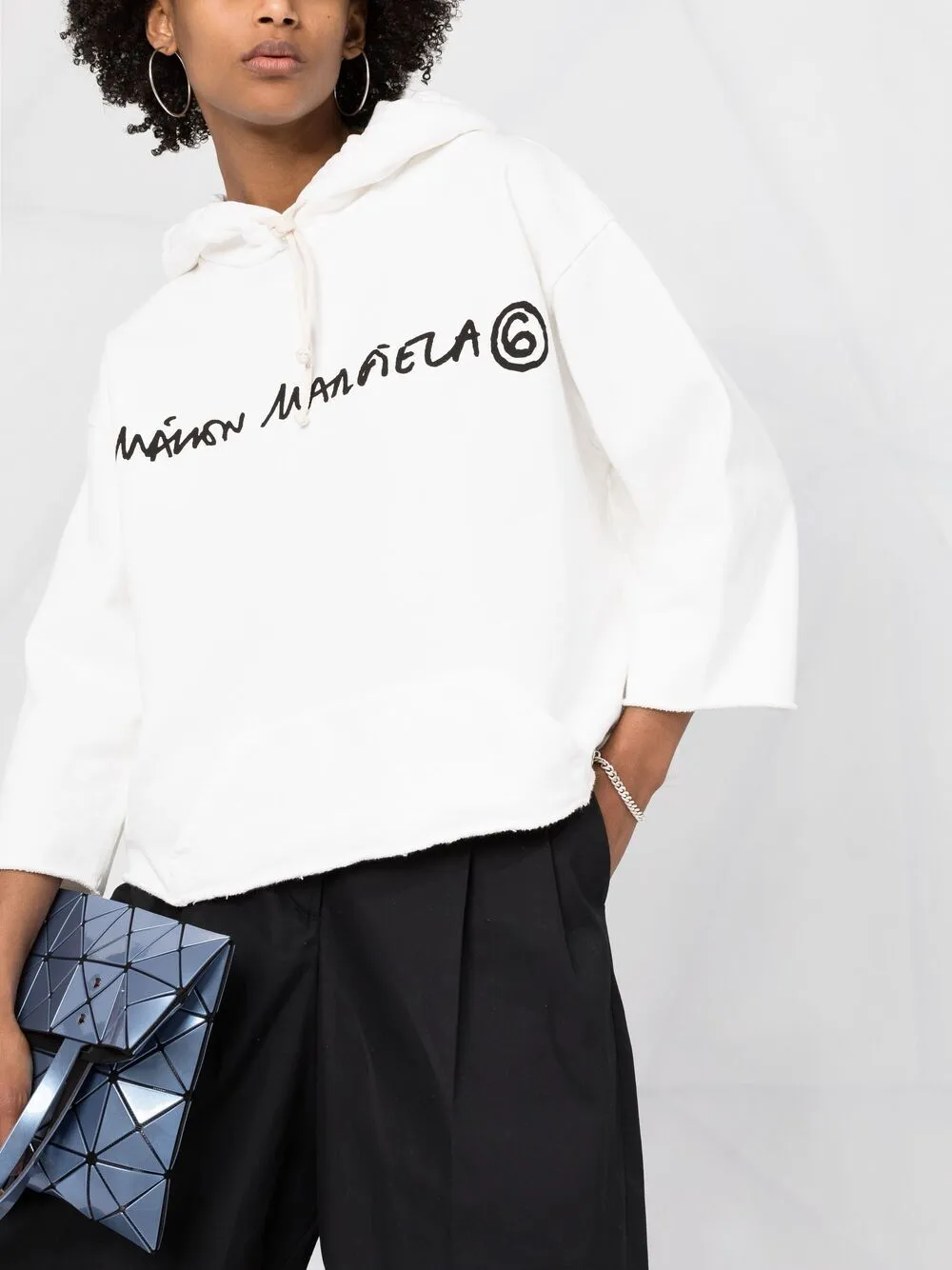 Cropped Logo-Print Hoodie