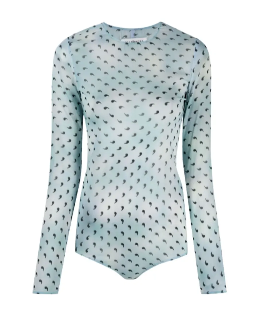 Comma Print Silk Bodysuit