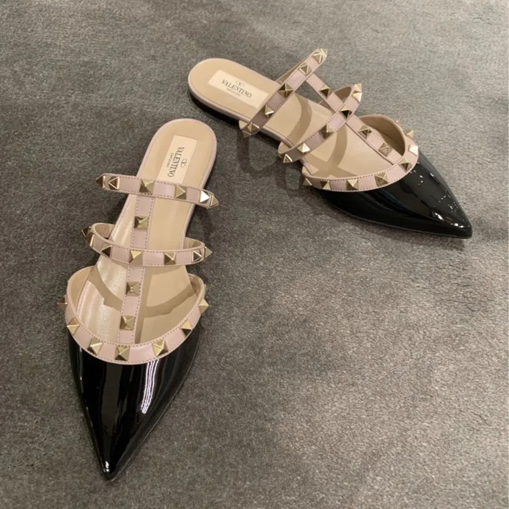 Valentino Garavani Rockstud Pointed Toe Slip-On Mules