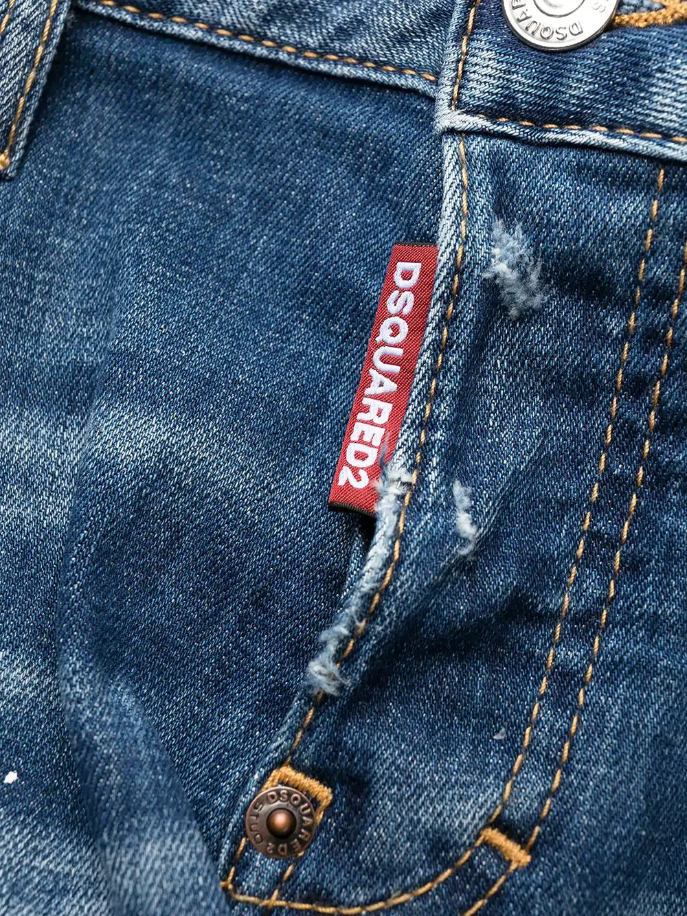 Logo-Print Distressed Jeans