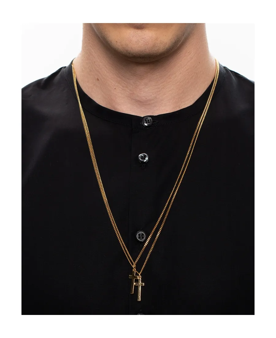 Double Cross Pendant Necklace