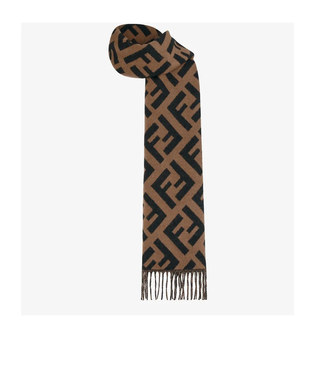 Fendi Ff Jacquard Fringed-Edge Scarf