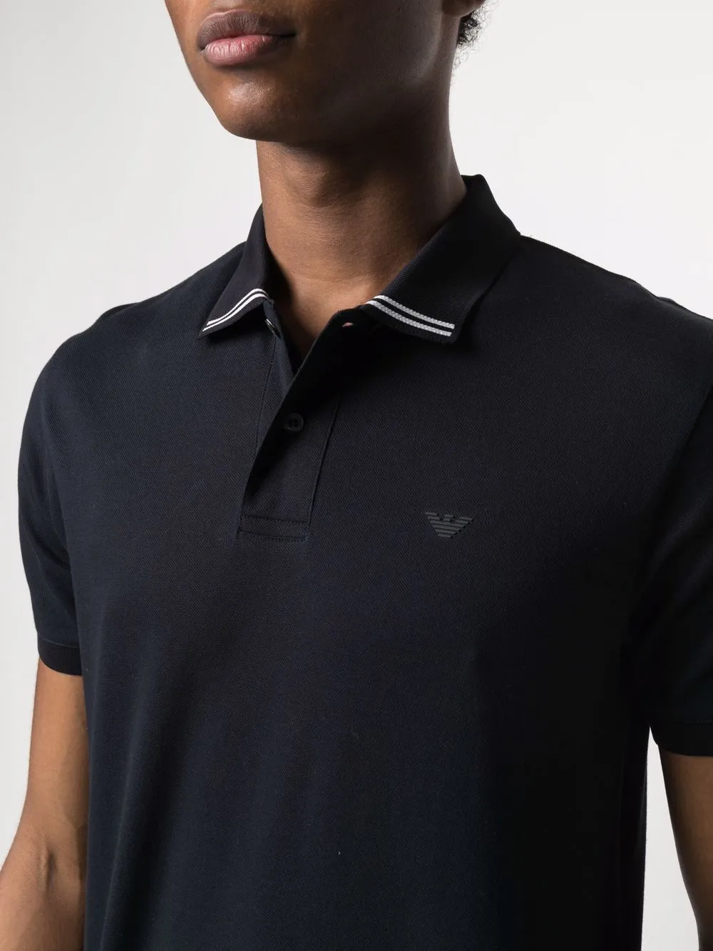Navy Blue Logo Embroidered Polo Shirt