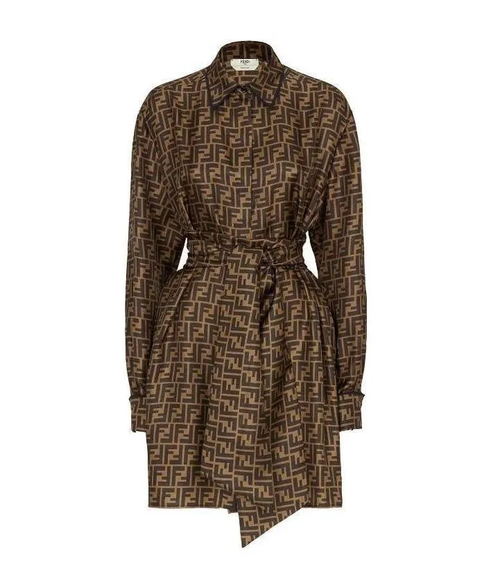 Fendi Ff Motif Belted Shirt Dress
