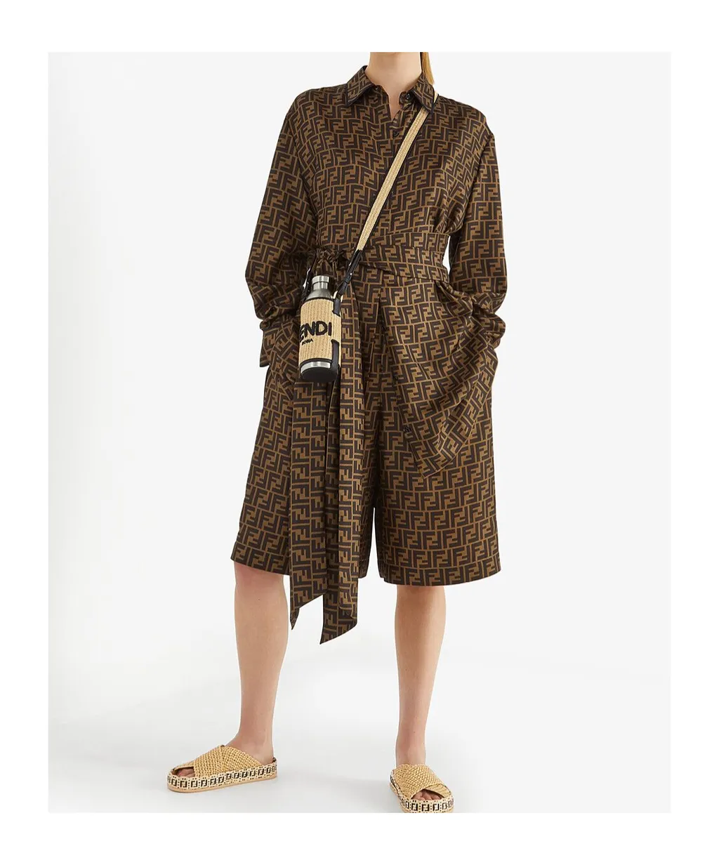 Fendi Ff Motif Belted Shirt Dress