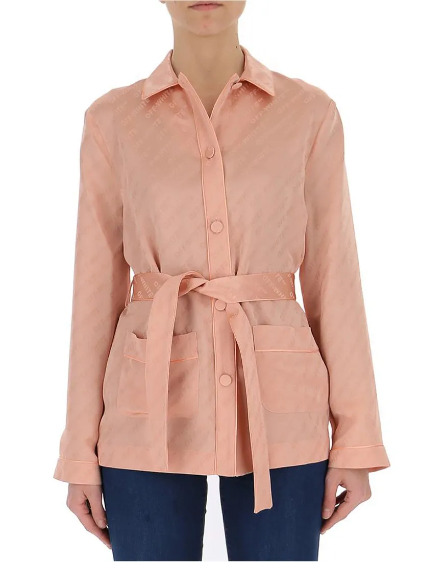 Orange Pink Logo Belt Casual Jacket