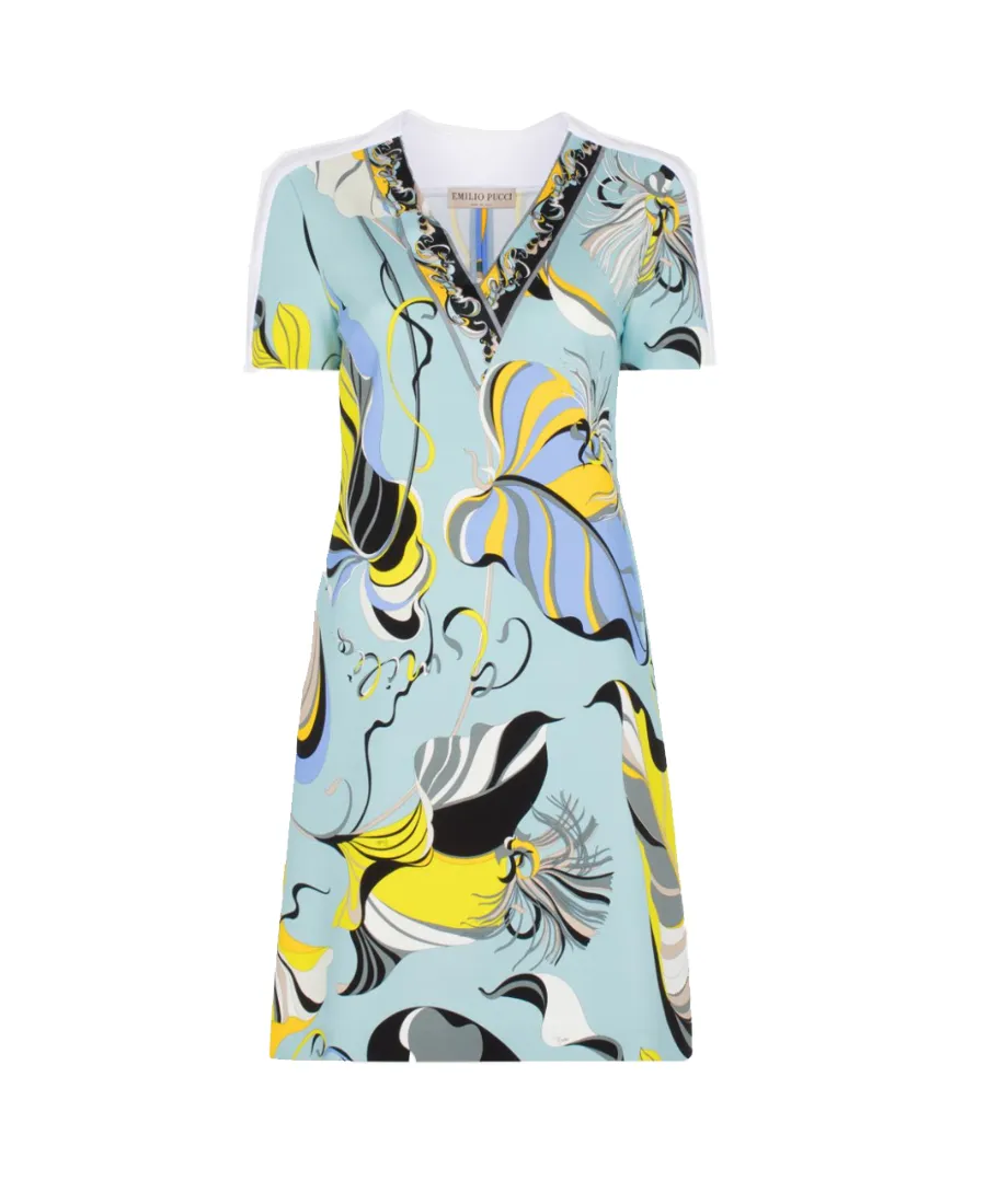 Tropical Fish Pattern V-Collar Dress