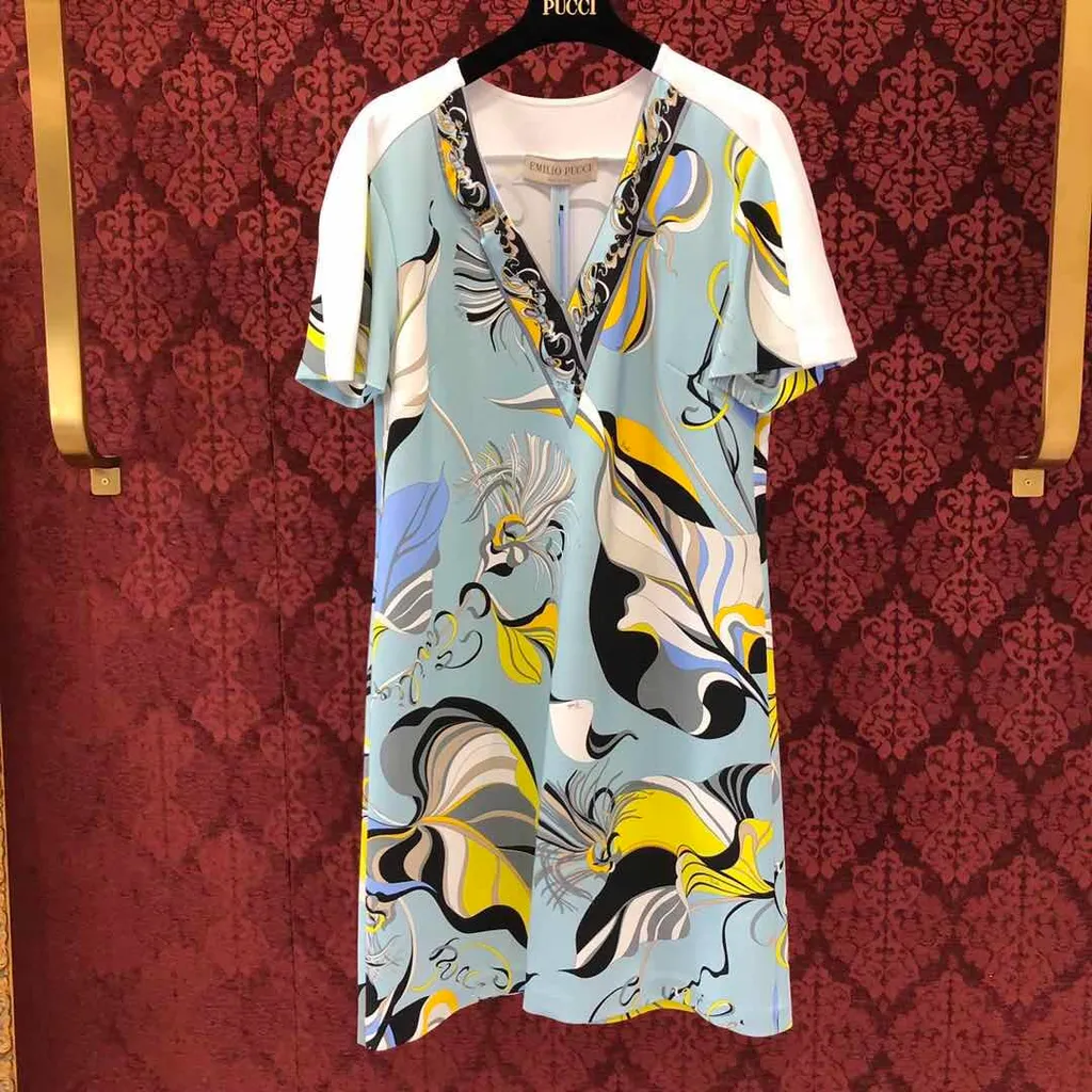 Tropical Fish Pattern V-Collar Dress