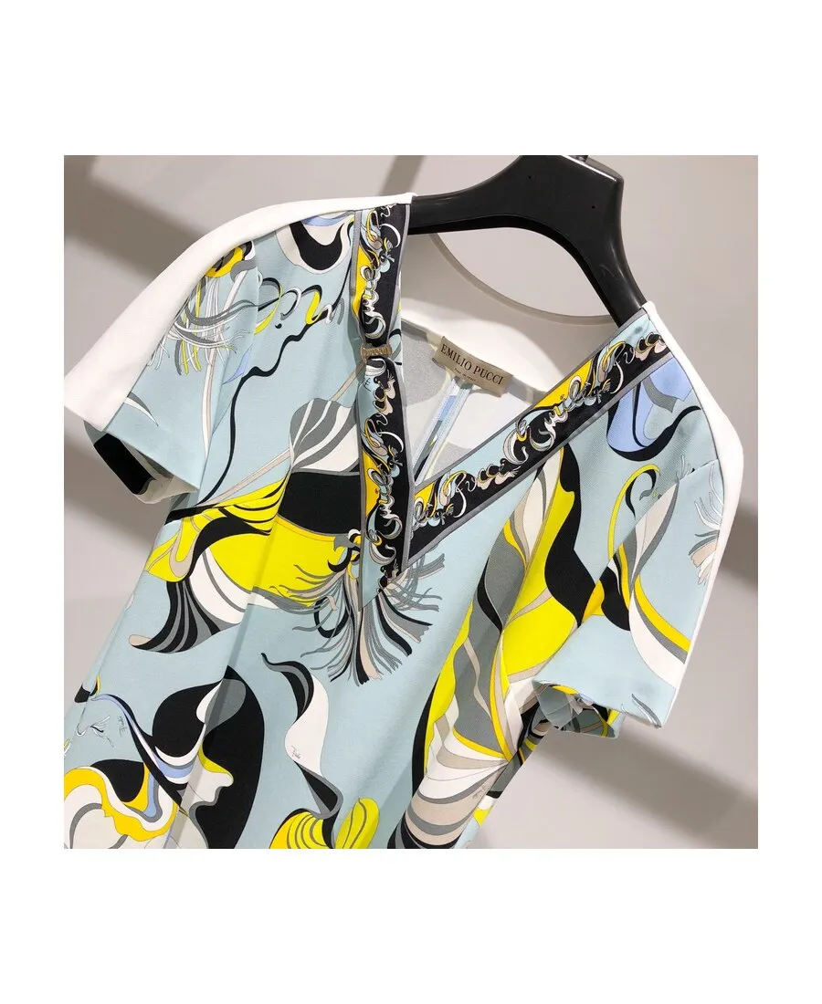 Tropical Fish Pattern V-Collar Dress