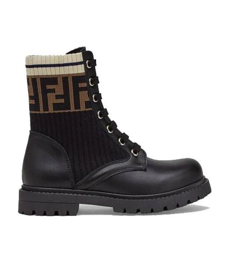 Fendi Kids Ff Motif Lace-Up Boots