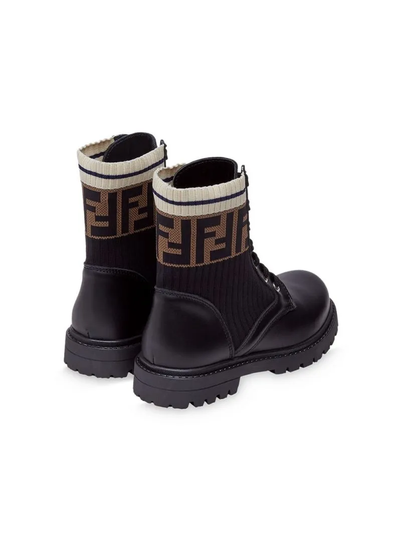 Fendi Kids Ff Motif Lace-Up Boots