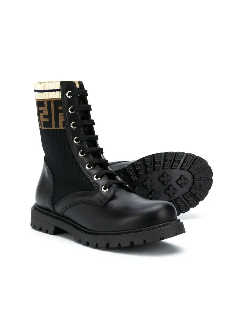 Fendi Kids Ff Motif Lace-Up Boots