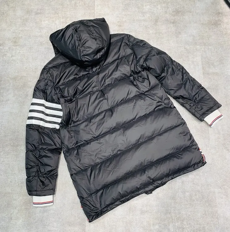 Thom Browne 4 Stripe Padded Hooded Coat