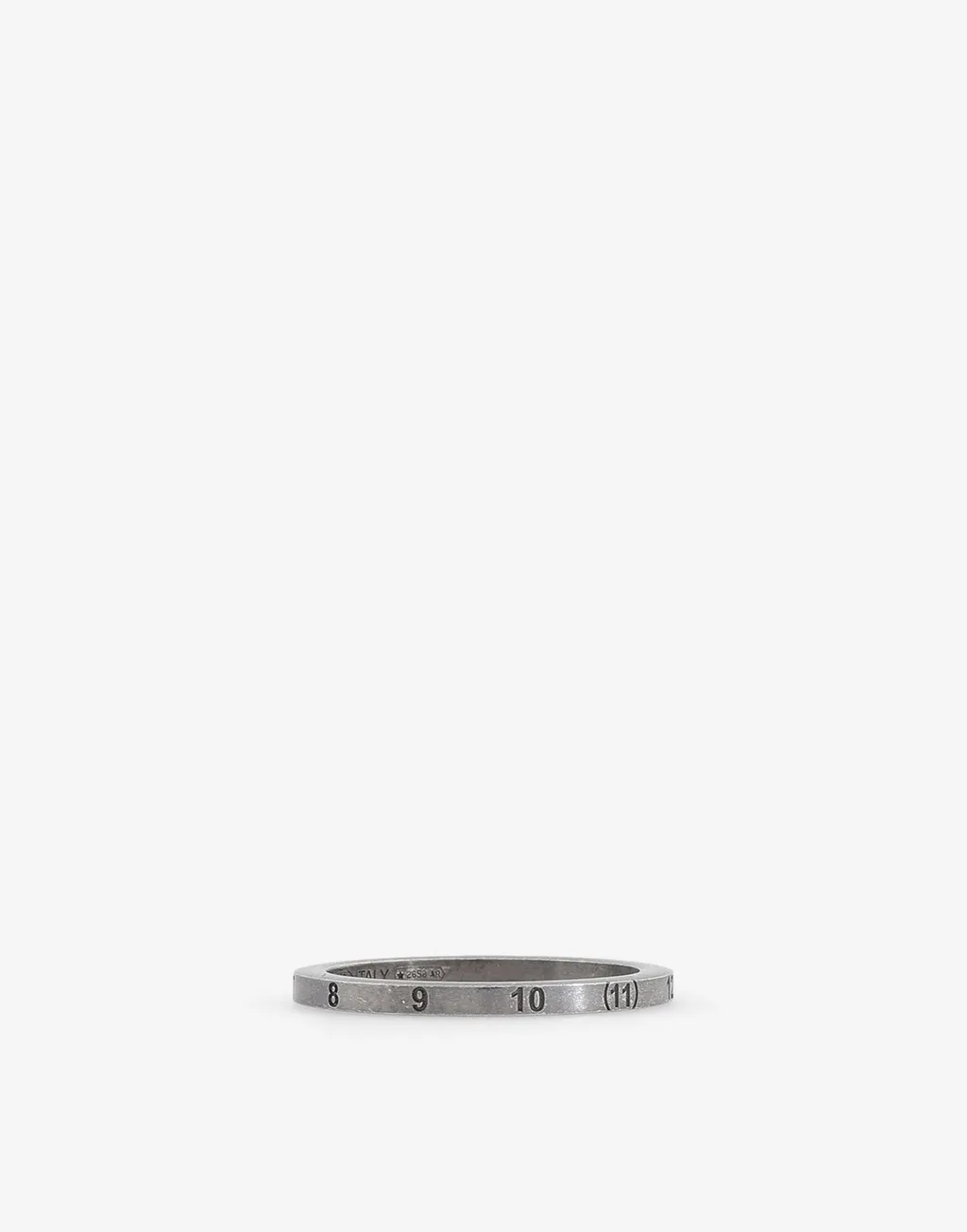 Number-Engraved Brushed Silver Ring