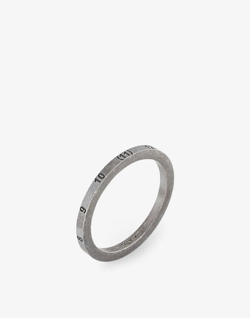 Number-Engraved Brushed Silver Ring