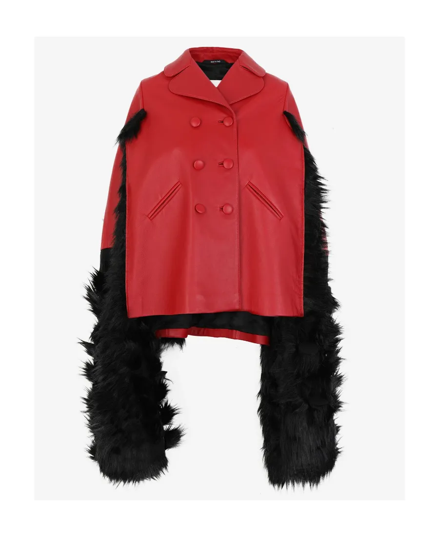 Mantella In Pelle Profilata In Ecopelliccia Jacket