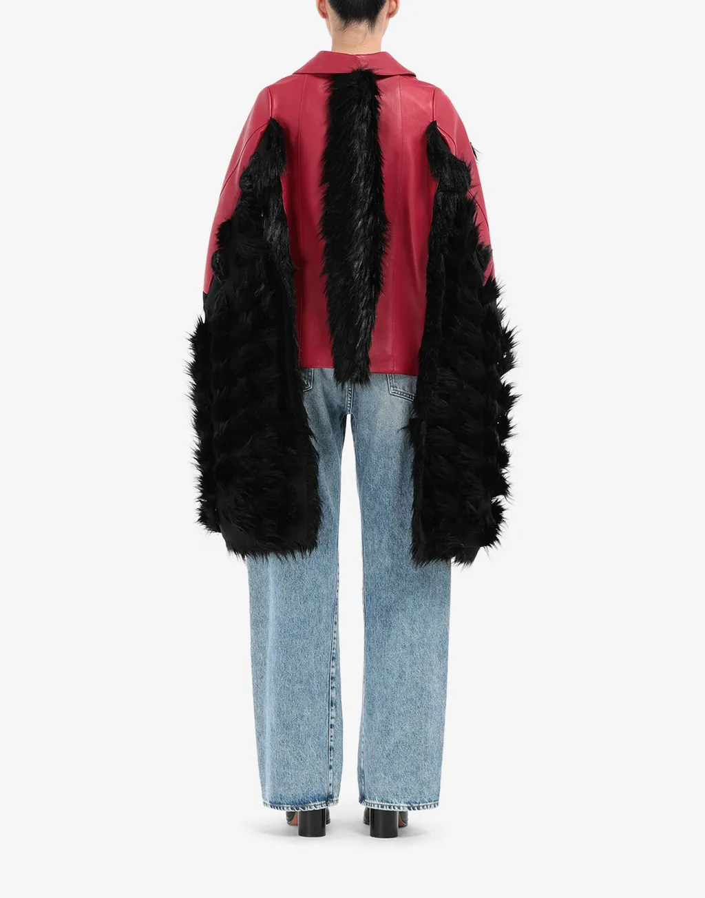 Mantella In Pelle Profilata In Ecopelliccia Jacket