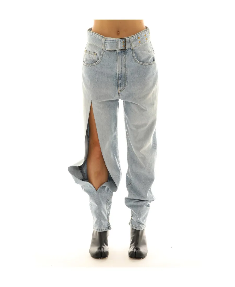 Slit-Detail Tapered Jeans