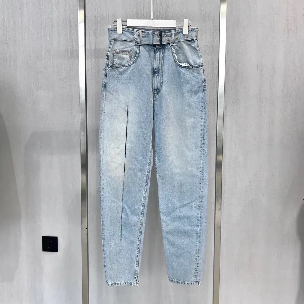 Slit-Detail Tapered Jeans