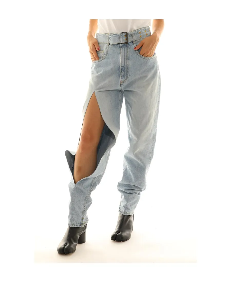 Slit-Detail Tapered Jeans