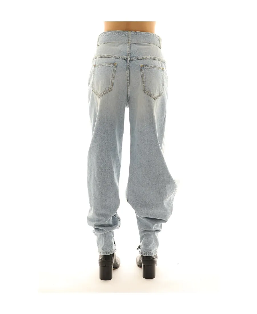 Slit-Detail Tapered Jeans
